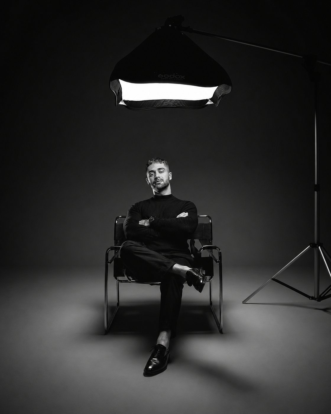 Intars on set in the studio
